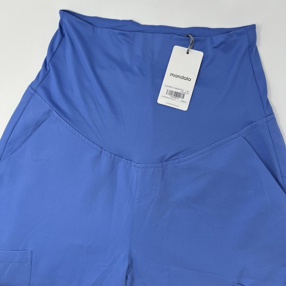 Mandala Pants - Mandala Women Maternity Size M Petite Ceil Blue Over Belly Cargo Scrub Pants NWT